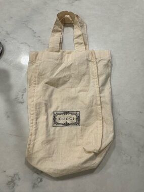 Gucci Cream Canvas Logo Tote